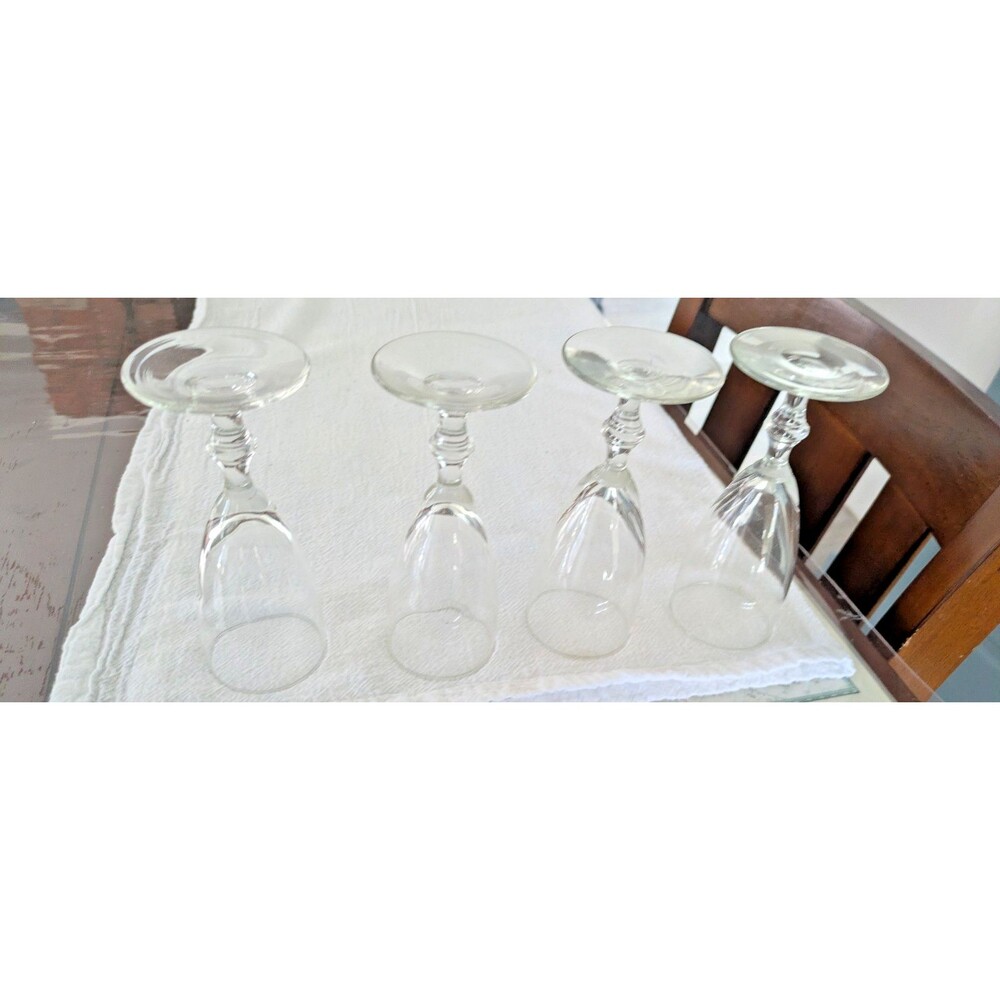 Set of 4 Vintage Clear Glass Cordial Sherry Liqueur Glasses Knob Stem 6"